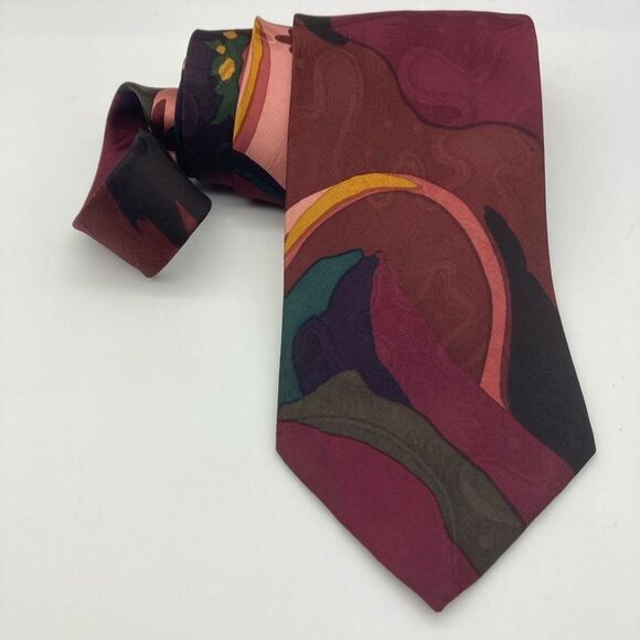Stefano Milano Silk Abstract Modern Print Tie Italy - Picture 2 of 7
